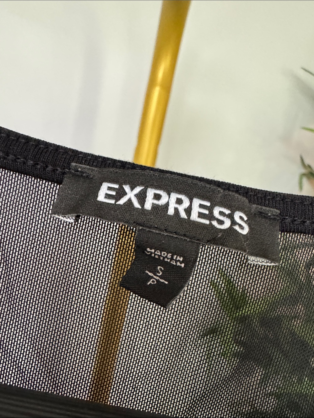 Express Black Mesh Sleeve V-Neck Bodysuit - Sleek Women's Top S - Picture 2 of 9